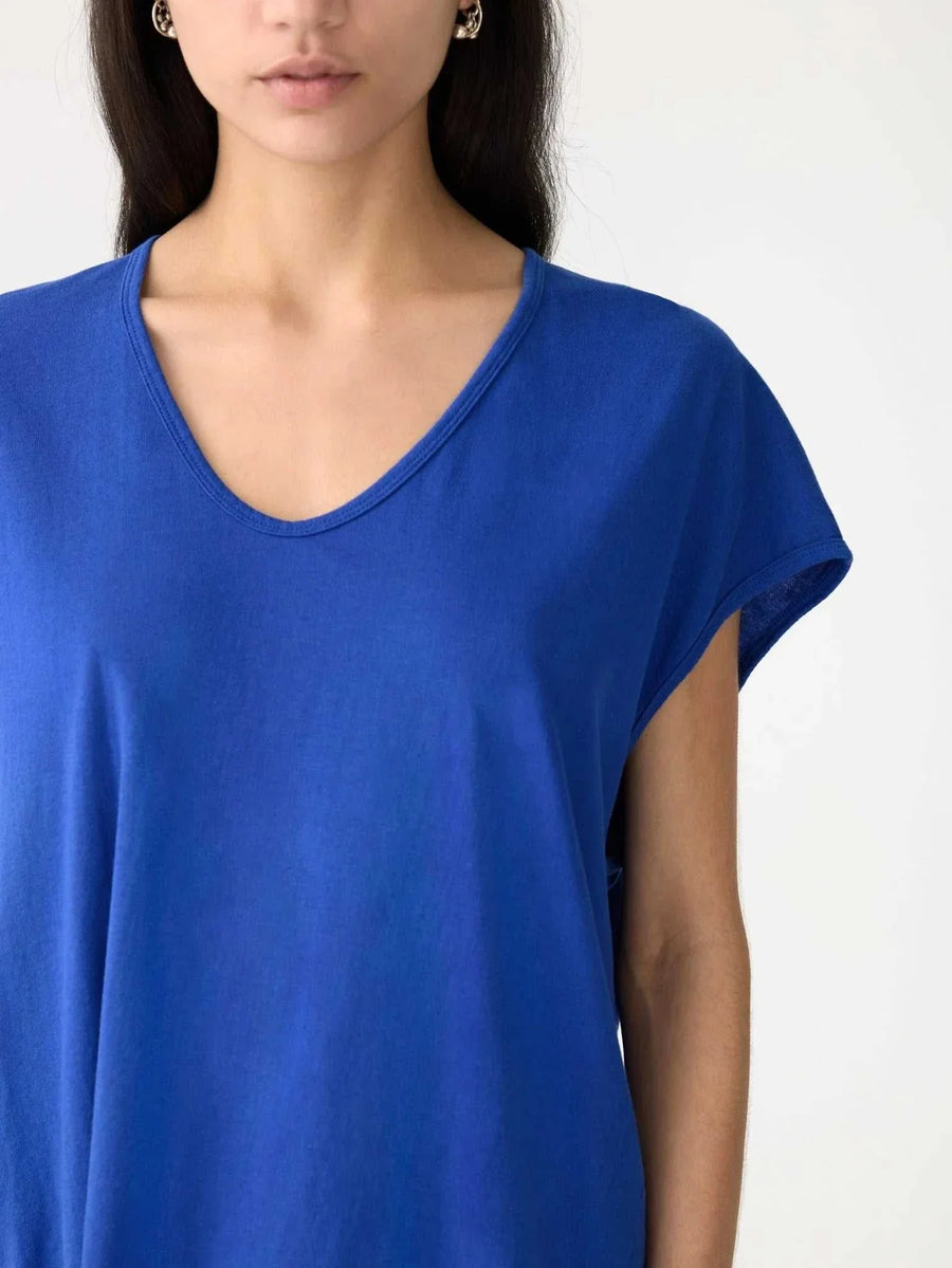 Bassike Fine Bind Scoop Neck Tank Cobalt