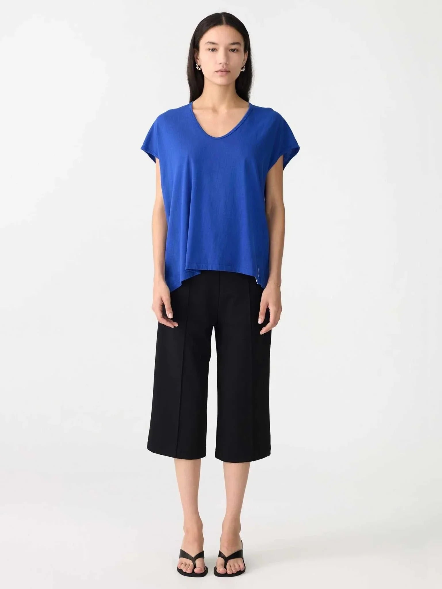 Bassike Fine Bind Scoop Neck Tank Cobalt