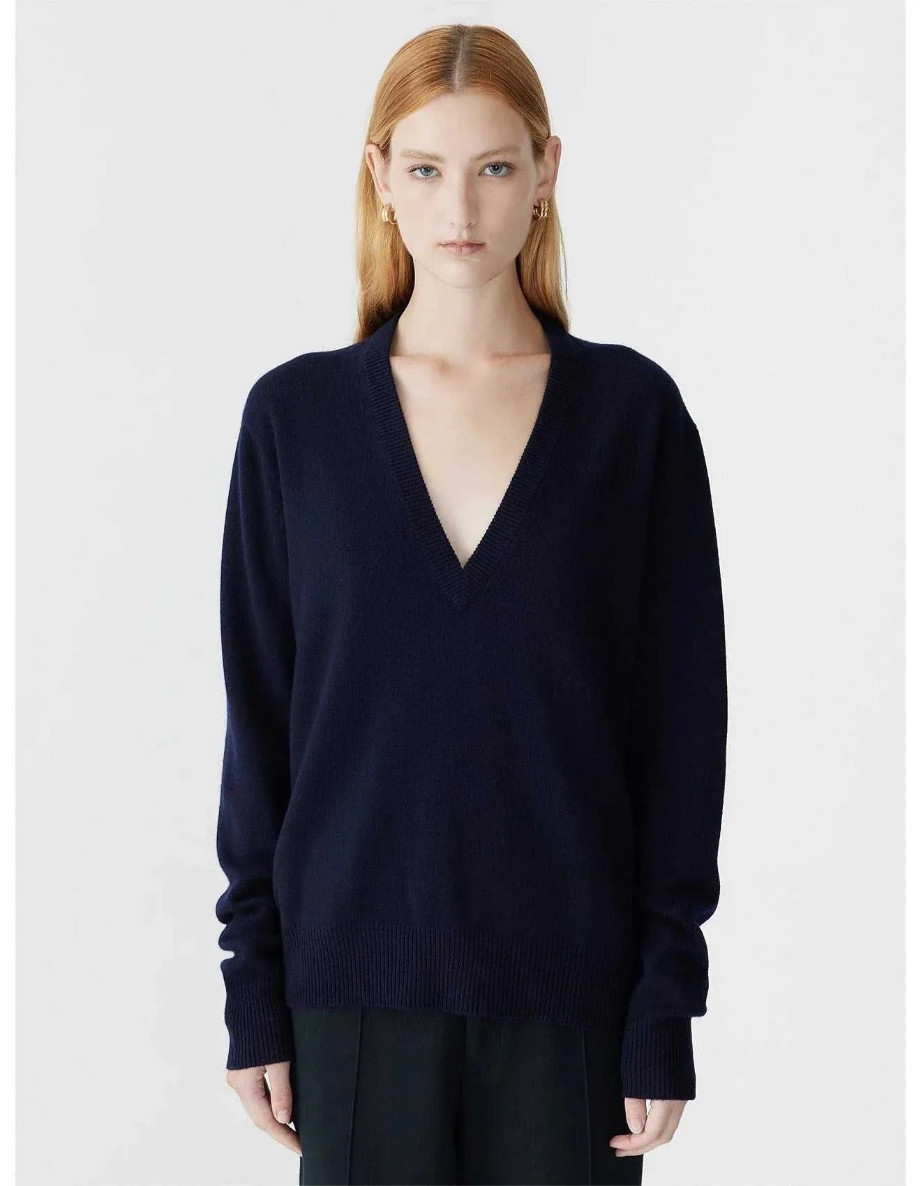 Bassike Low V Neck Slouch Knit Ink