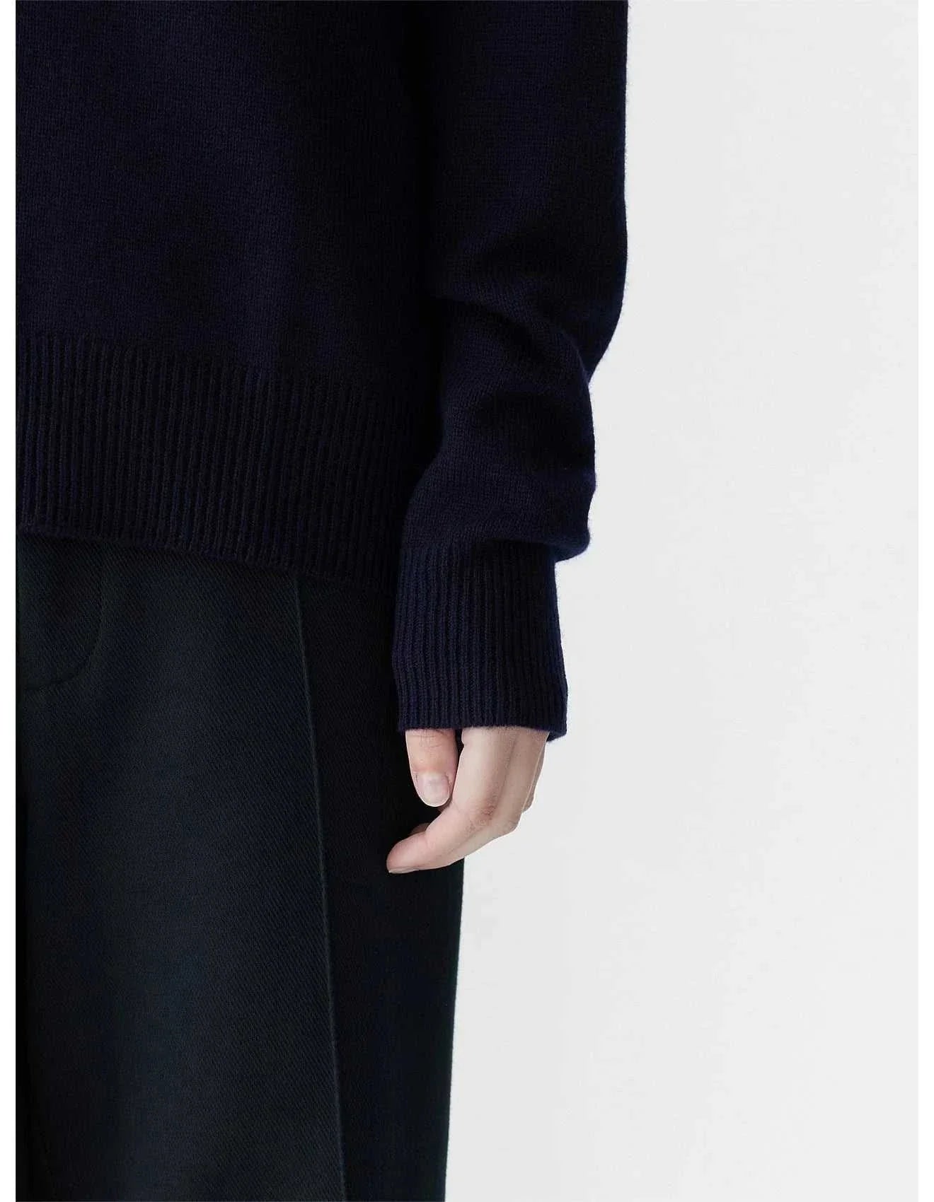 Bassike Low V Neck Slouch Knit Ink