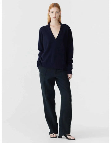 Bassike Low V Neck Slouch Knit Ink