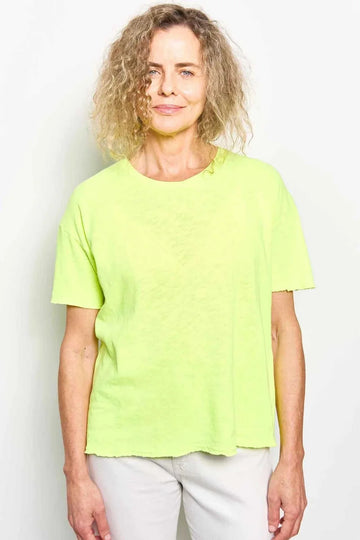 American Vintage Short Sleeve Crew Neck Tee Jaune Fluo
