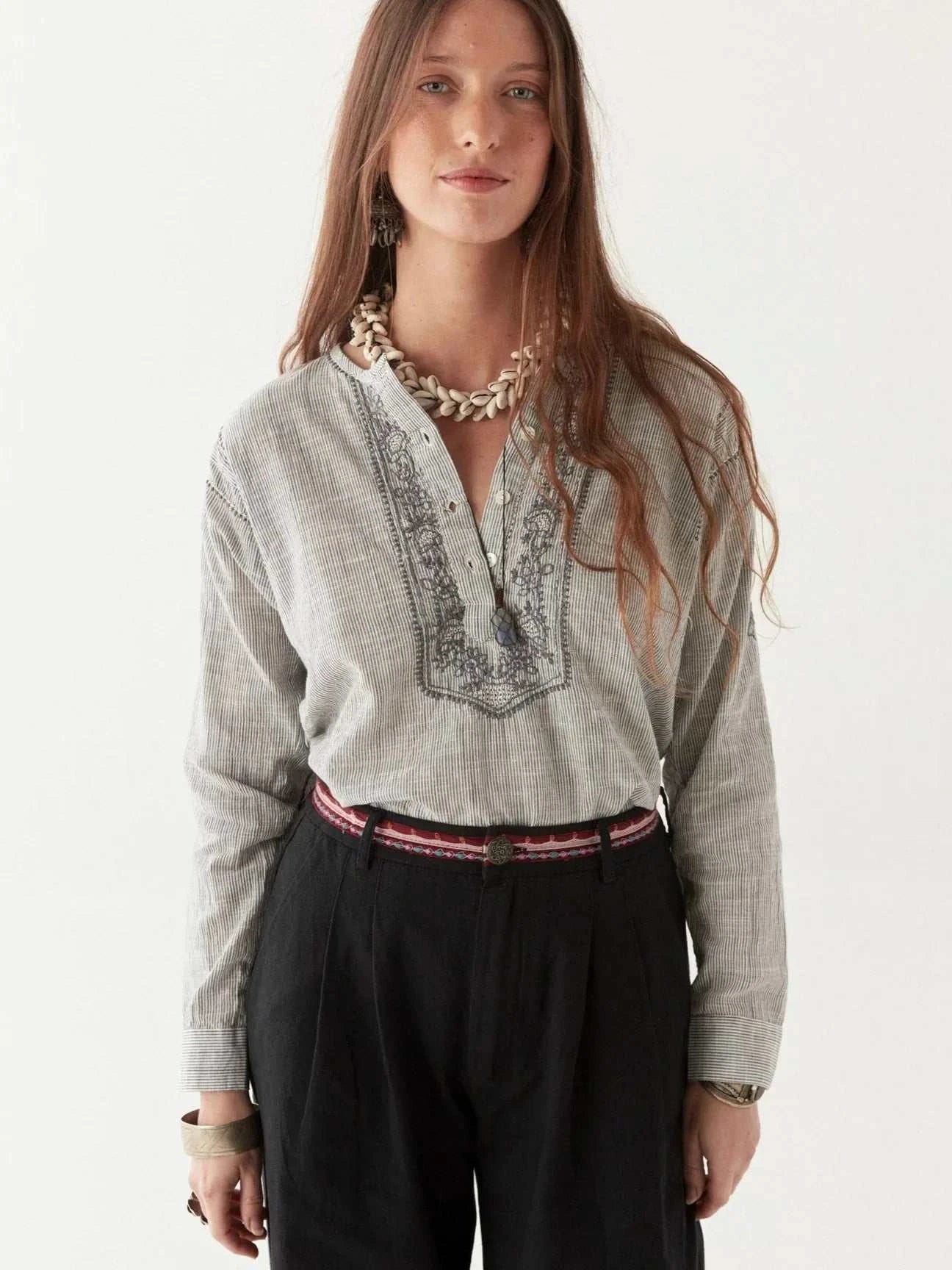 Maison Hotel Cas Blouse Blue Stripes