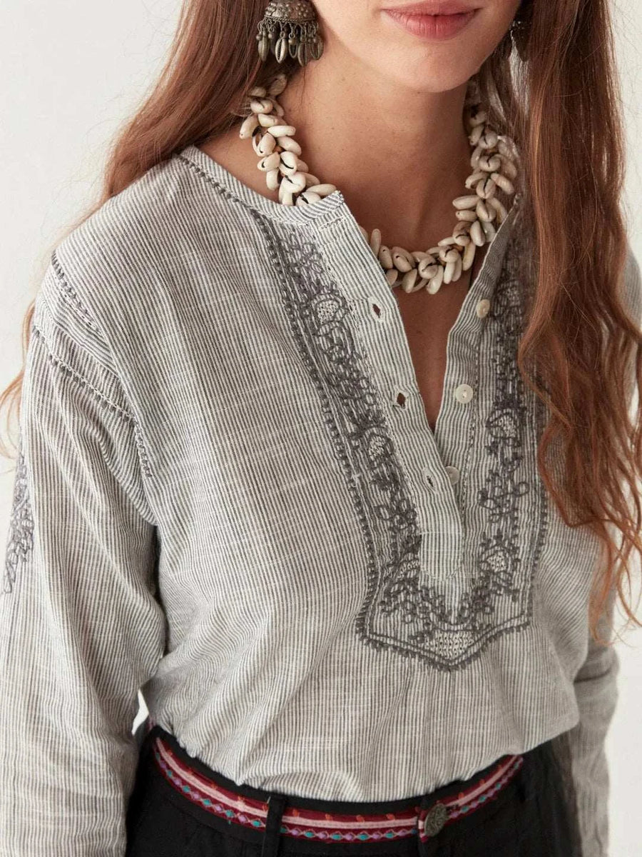 Maison Hotel Cas Blouse Blue Stripes