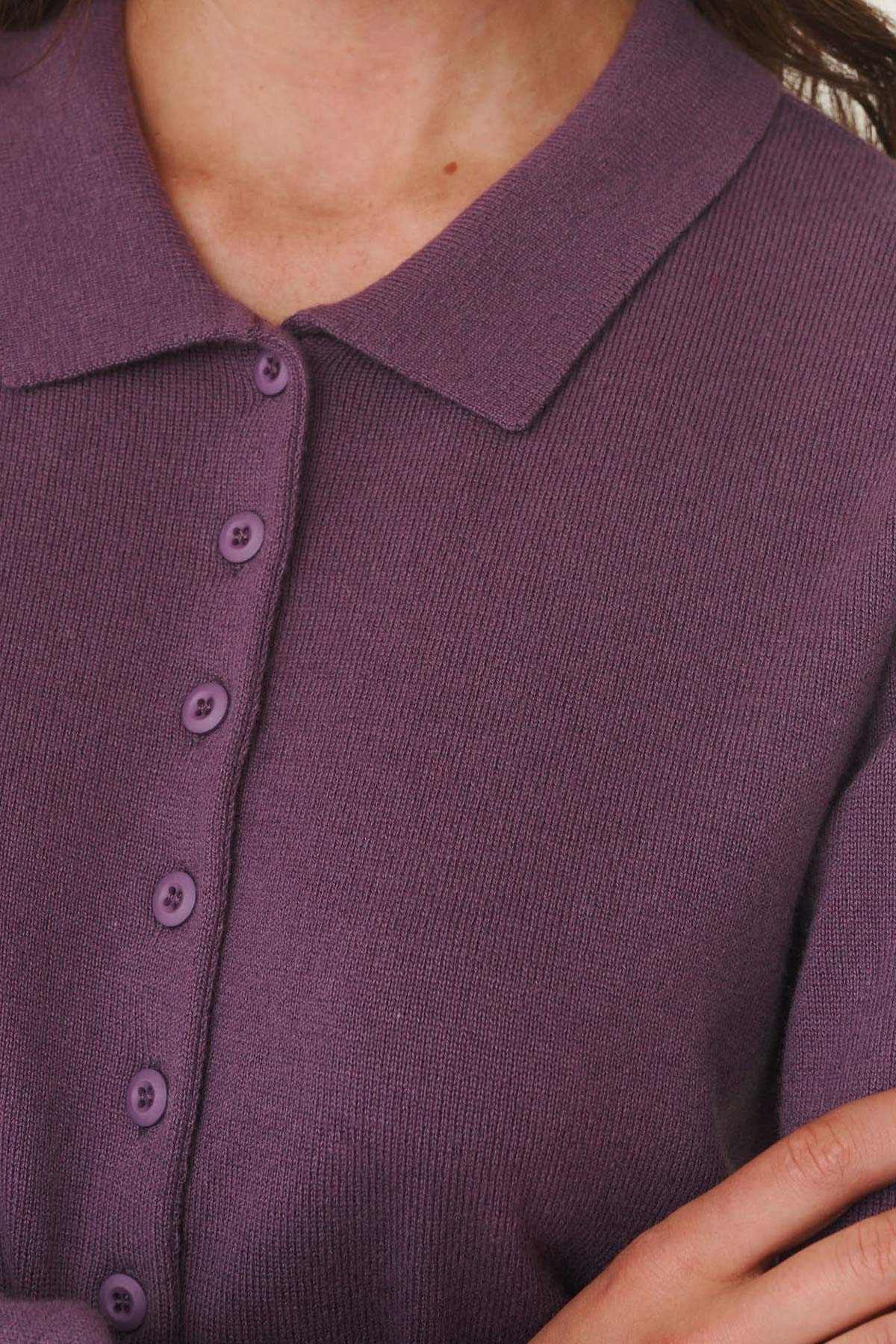 Rowie Celia Merino Knit Cardigan Grape