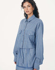 Rowie Cole Stripe Crop Shirt Lagoon