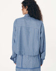 Rowie Cole Stripe Crop Shirt Lagoon