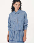 Rowie Cole Stripe Crop Shirt Lagoon