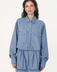 Rowie Cole Stripe Crop Shirt Lagoon
