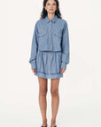 Rowie Cole Stripe Crop Shirt Lagoon