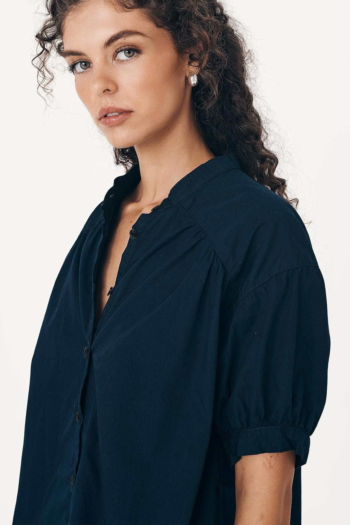 Rowie Cora Spring Blouse Ink Cotton