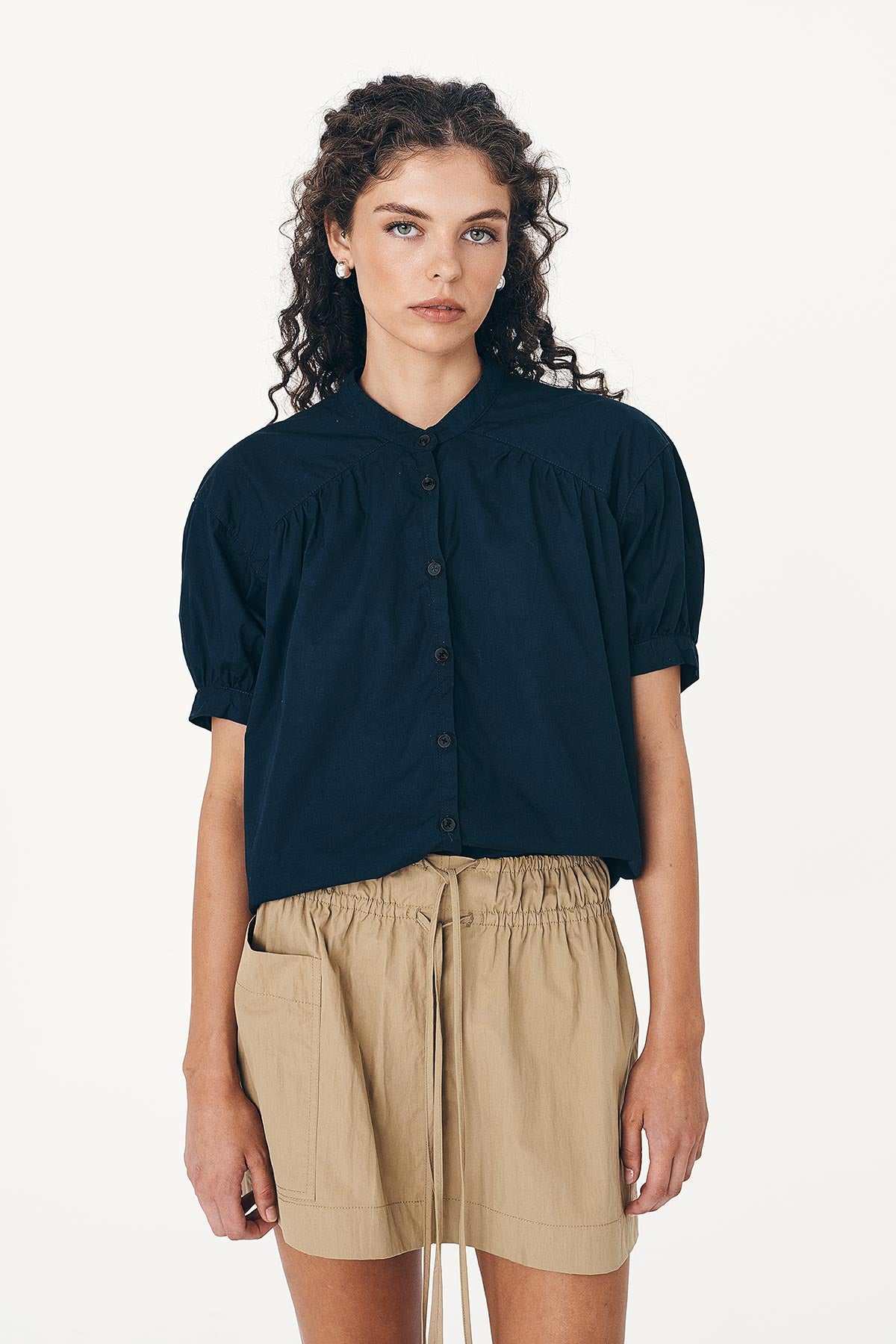 Rowie Cora Spring Blouse Ink Cotton