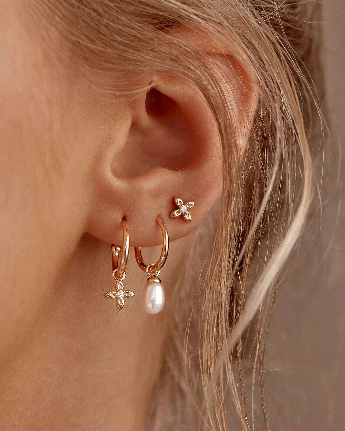 By Charlotte Live In Peace Pearl Hoop Earrings