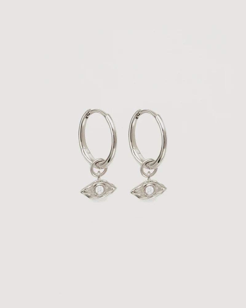 By Charlotte Sterling Silver I am Protected Hoops