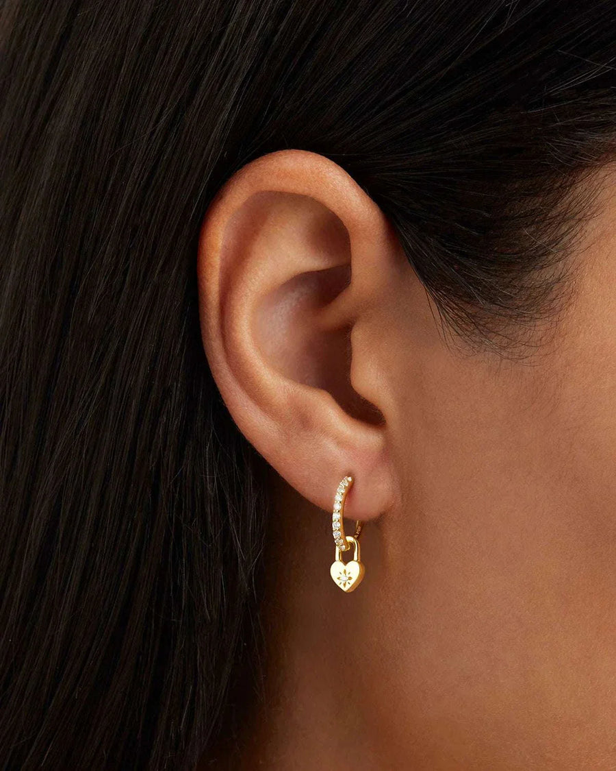By Charlotte 18k Gold Vermeil Love Unlocked Padlock Hoops