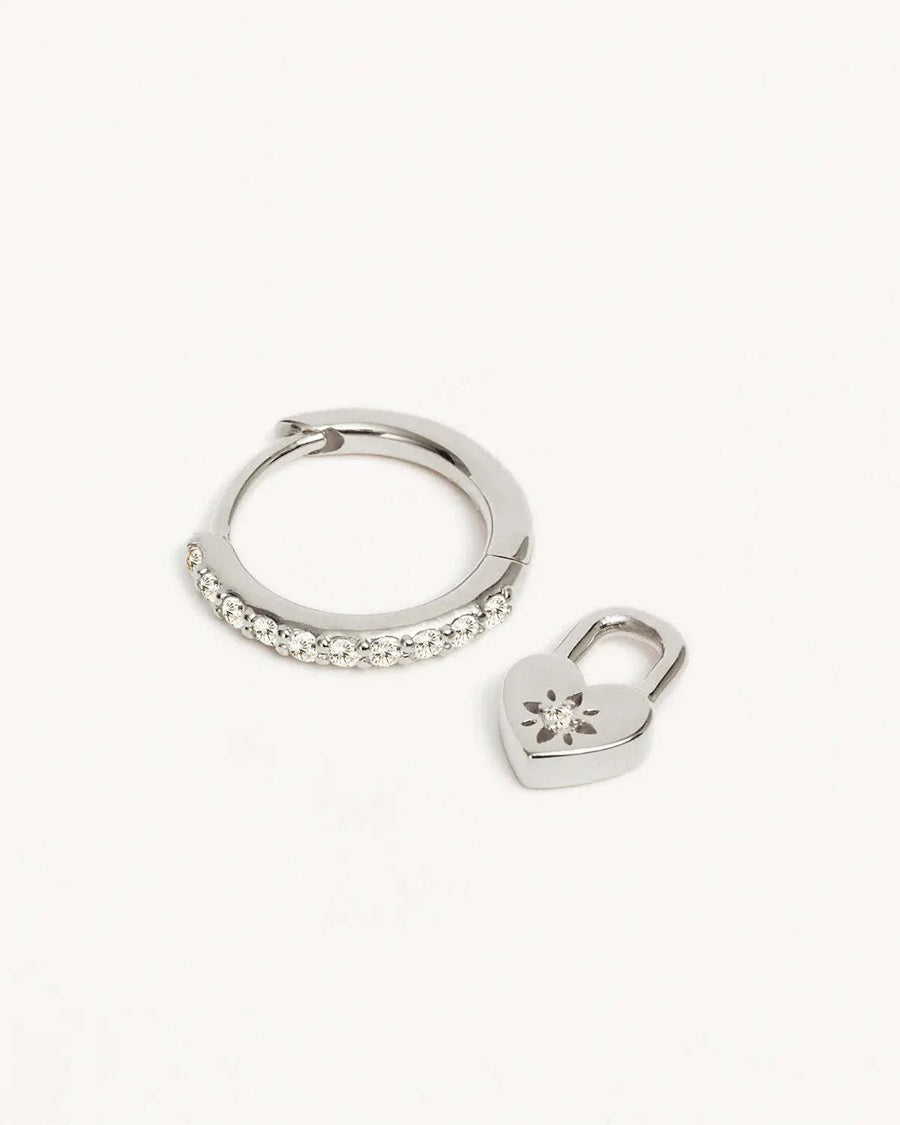 By Charlotte Sterling Silver Love Unlocked Padlock Hoops