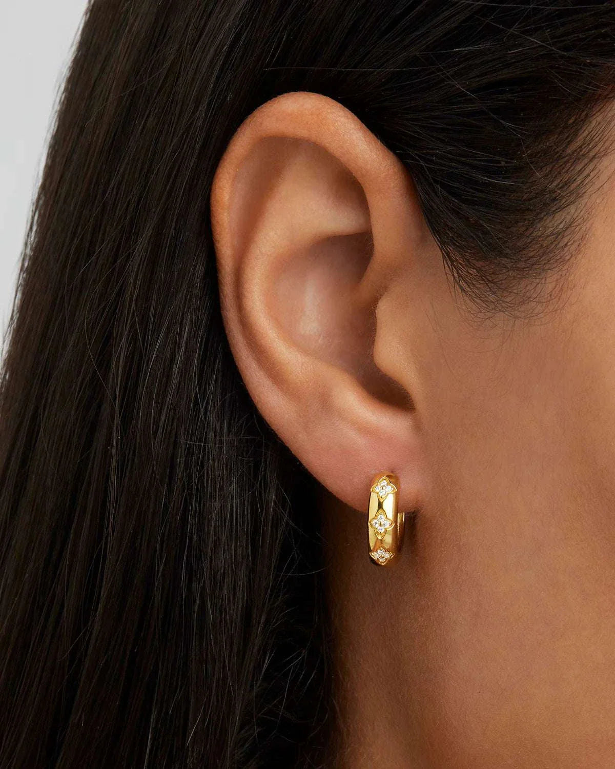 By Charlotte Bloom With You Lotus Hoops 18k Gold Vermeil