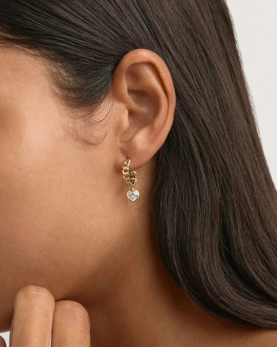 By Charlotte Radiant Heart Curb Hoops 18kt Gold Vermeil