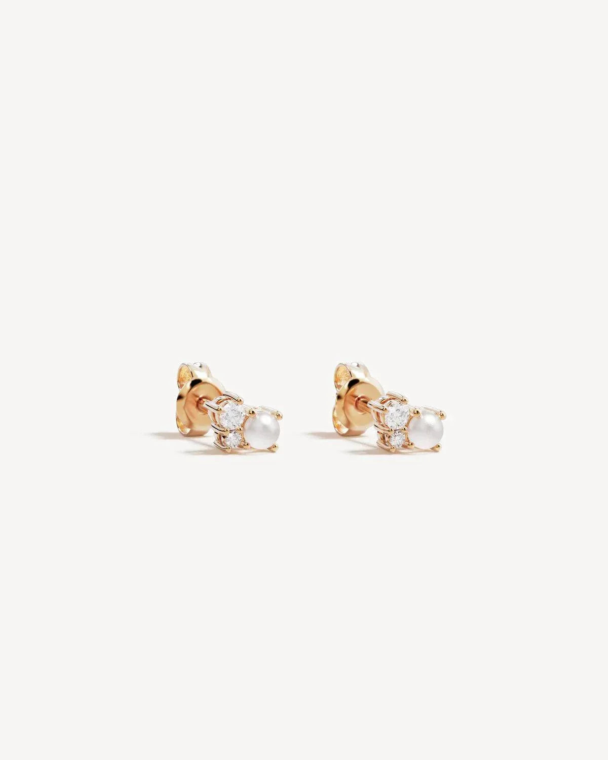 By Charlotte Love in Stillness Pearl Stud Earrings 18k Gold Vermeil