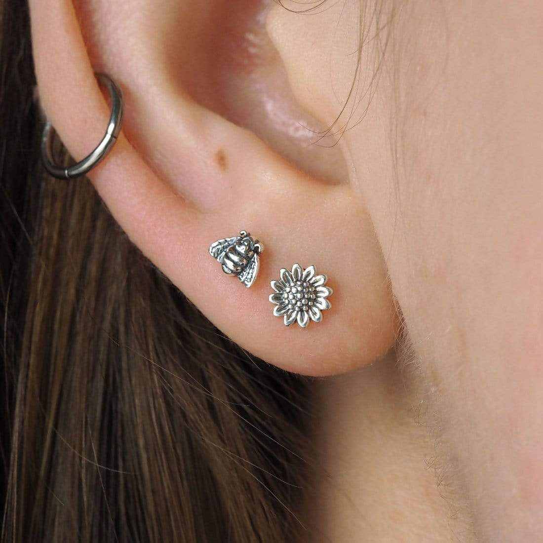 Midsummer Star Delicate Sunflower Studs Silver