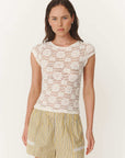 Rowie Galo Sunflower Lace Tee Creme
