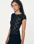 Rowie Galo Sunflower Lace Tee Noir