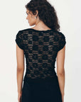 Rowie Galo Sunflower Lace Tee Noir