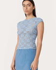 Rowie Galo Sunflower Lace Tee Periwinkle