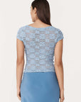 Rowie Galo Sunflower Lace Tee Periwinkle