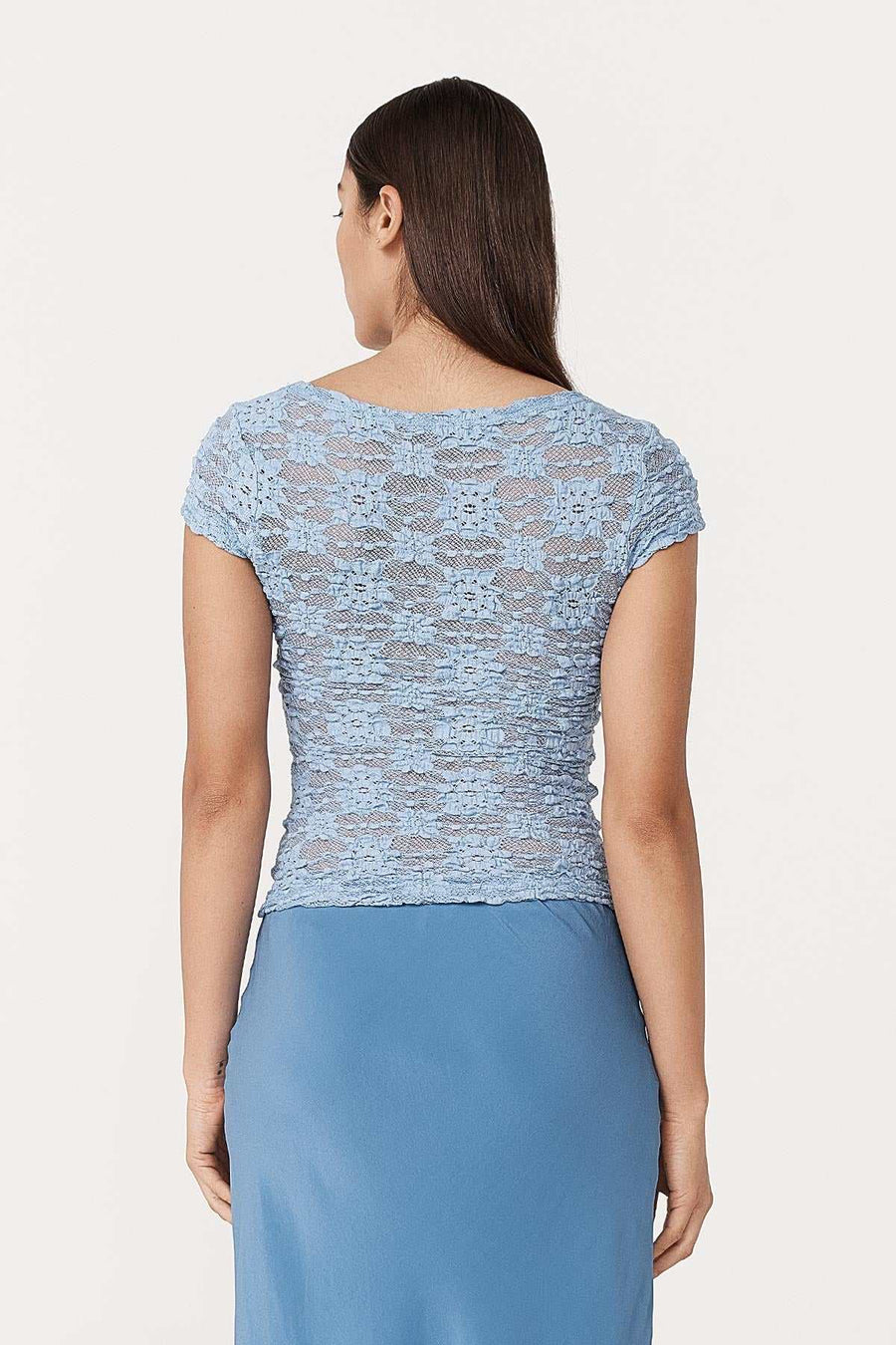 Rowie Galo Sunflower Lace Tee Periwinkle