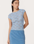 Rowie Galo Sunflower Lace Tee Periwinkle