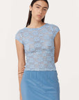 Rowie Galo Sunflower Lace Tee Periwinkle