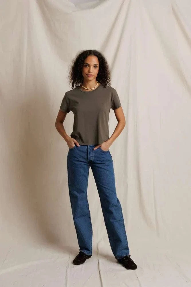 PerfectWhiteTee Harley Boxy Crewneck Tee Dark Olive