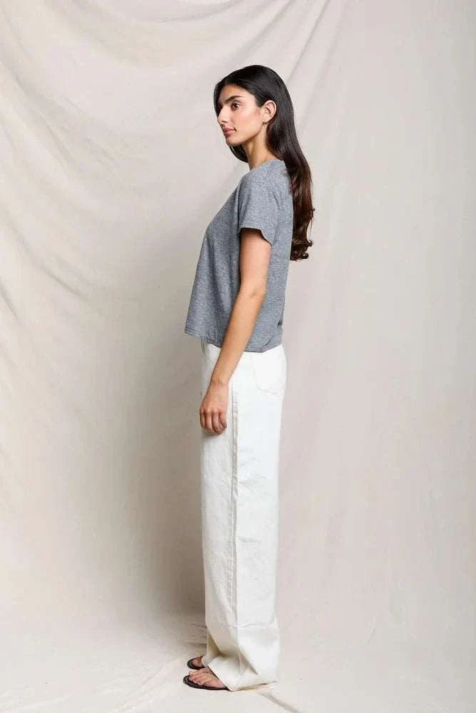PerfectWhiteTee Harley Boxy Crewneck Tee Heather Grey