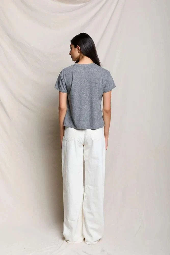 PerfectWhiteTee Harley Boxy Crewneck Tee Heather Grey