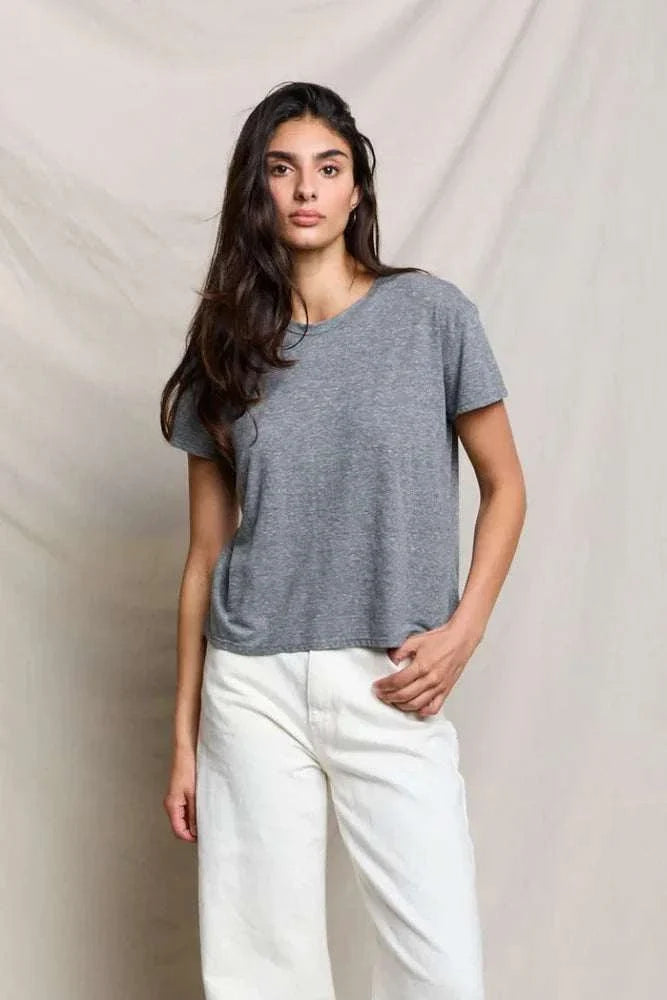 PerfectWhiteTee Harley Boxy Crewneck Tee Heather Grey