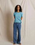 PerfectWhiteTee Harley Boxy Crewneck Tee Milky Blue