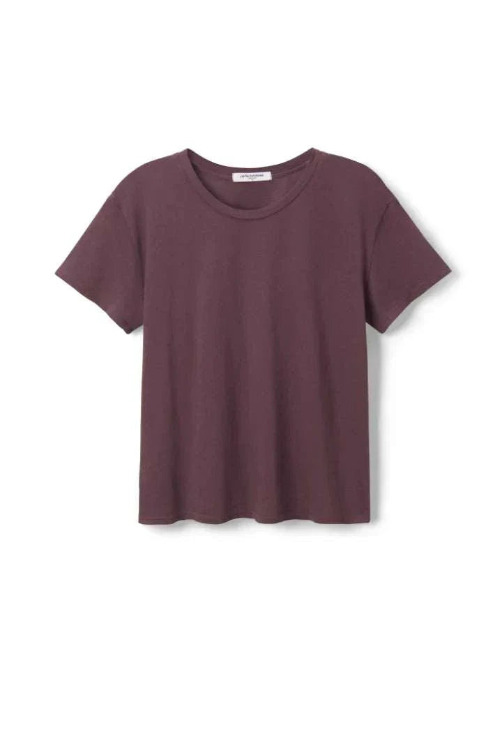 Perfectwhitetee Harley Cotton Short Sleeve Boxy Crew Tee Plum