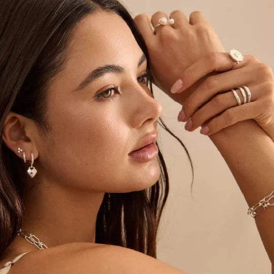 Murkani Love You Small Heart Huggie Earrings Silver