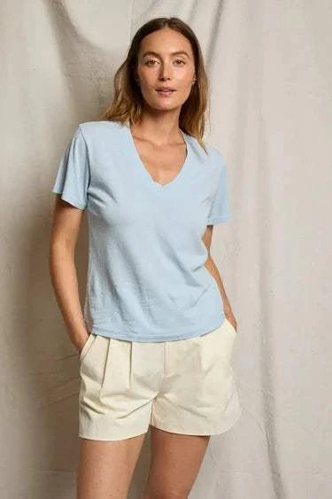 Perfectwhitetee Hendrix Cotton Boxy V Neck Tee Powder Blue