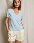 Perfectwhitetee Hendrix Cotton Boxy V Neck Tee Powder Blue