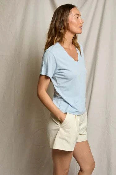 Perfectwhitetee Hendrix Cotton Boxy V Neck Tee Powder Blue