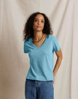 PerfectWhiteTee Hendrix Boxy V Neck Tee Milky Blue
