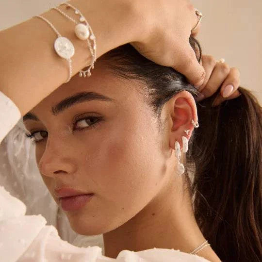 Murkani Cosmic Love Huggie White Topaz Sterling Silver