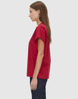 Camilla and Marc Maren Logo Roll Sleeve Tee Ruby Red