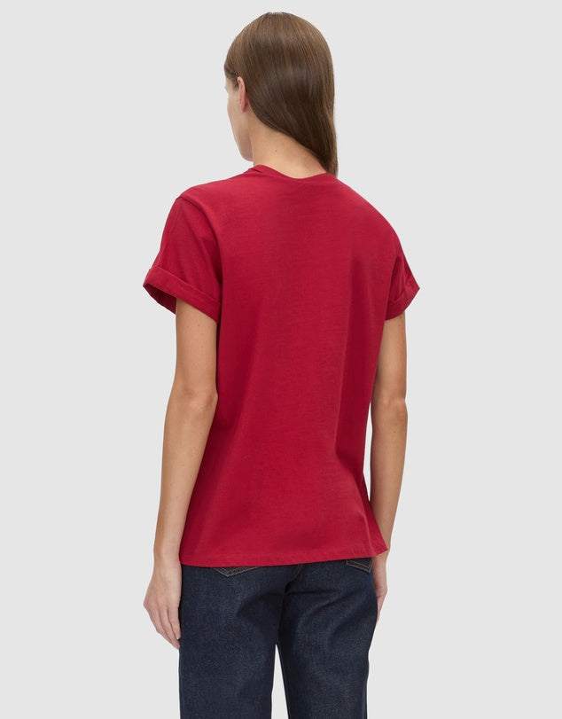 Camilla and Marc Maren Logo Roll Sleeve Tee Ruby Red