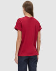 Camilla and Marc Maren Logo Roll Sleeve Tee Ruby Red