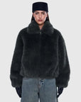 Ena Pelly Daphne Faux Fur Bomber Olive