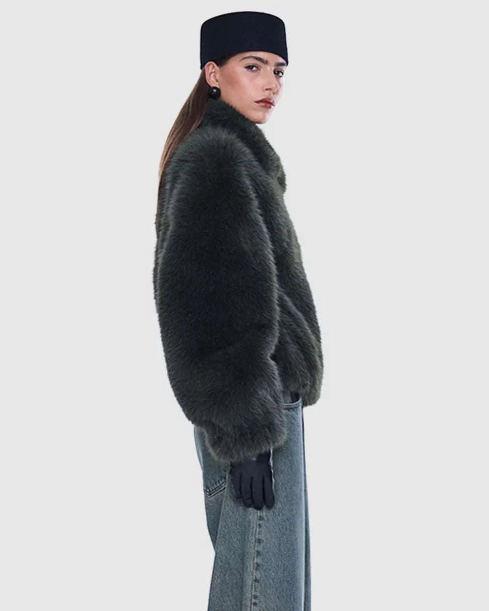 Ena Pelly Daphne Faux Fur Bomber Olive