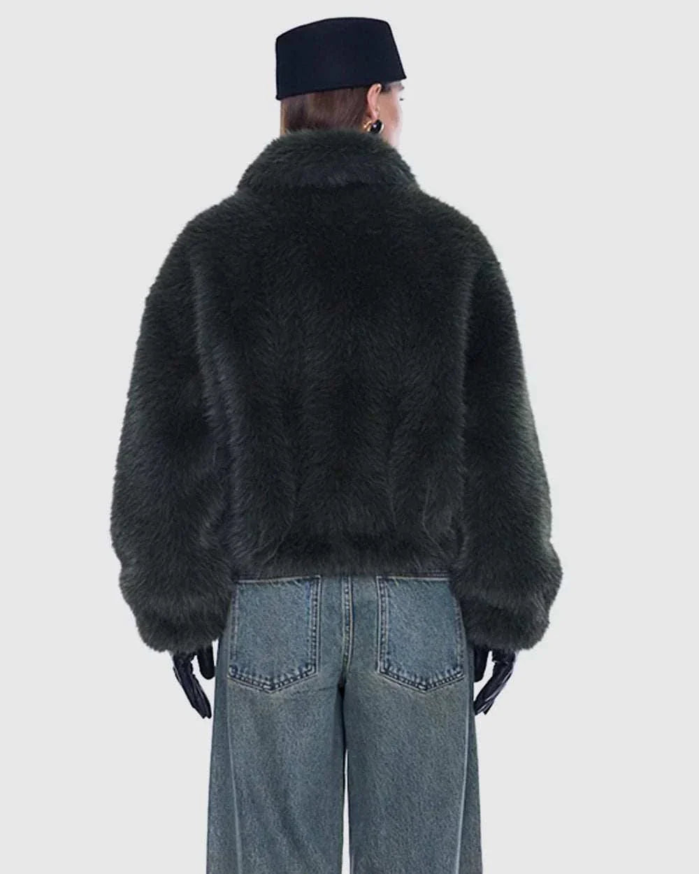 Ena Pelly Daphne Faux Fur Bomber Olive